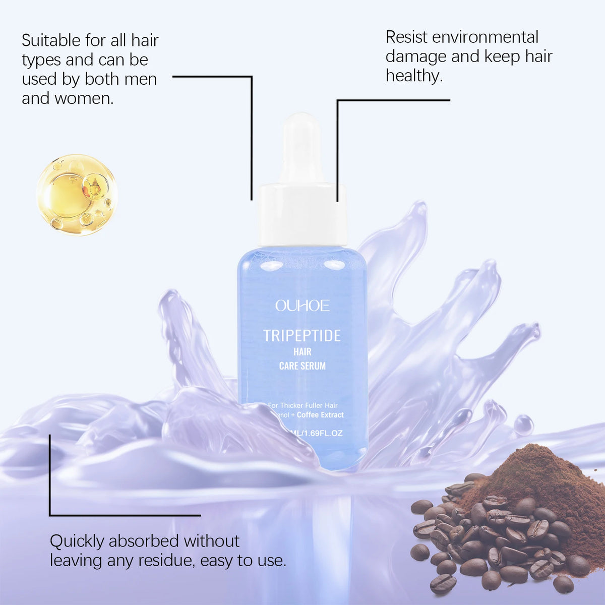 Lightweight serum absorbs without residue