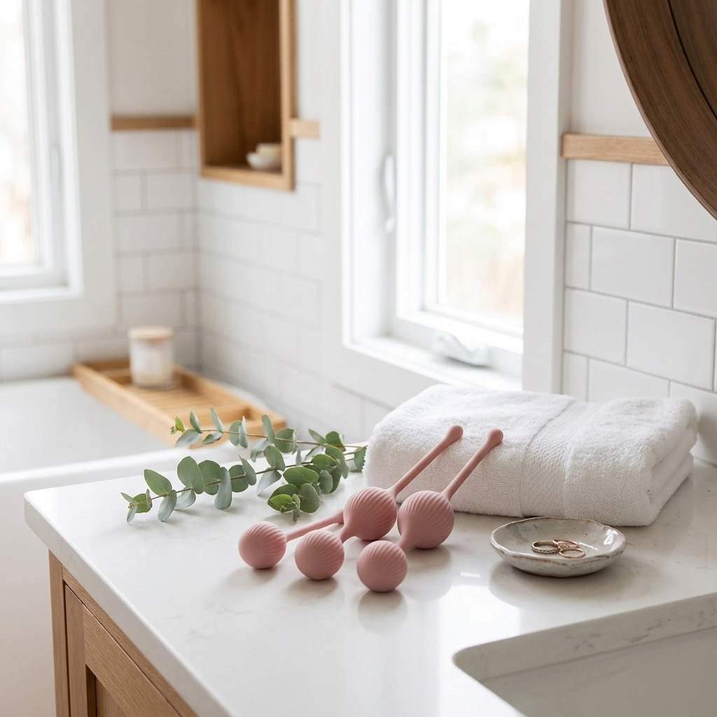 Corevie trainer on bathroom vanity